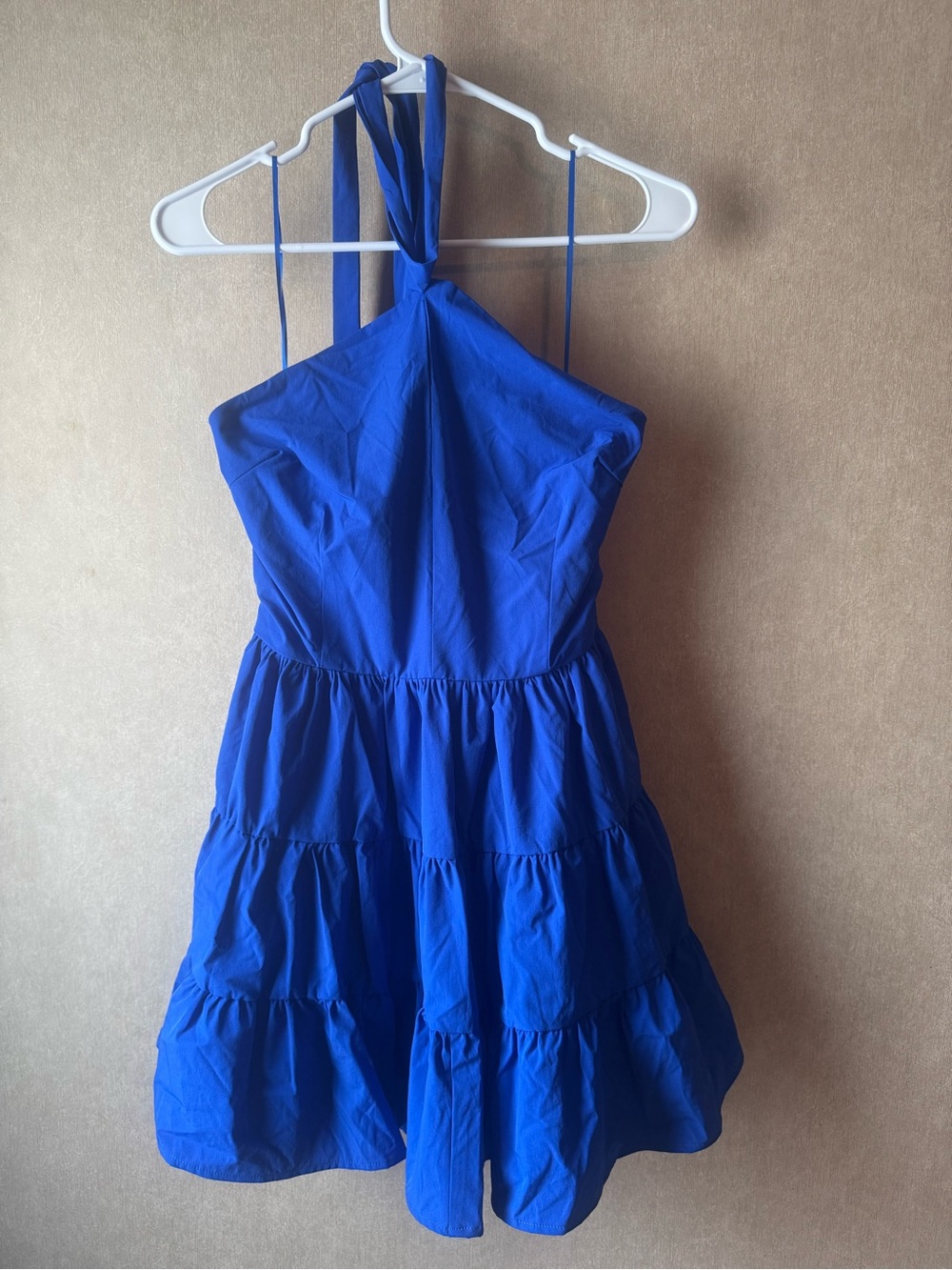 Ice Royal Blue Halter Tiered Sundress for Girls